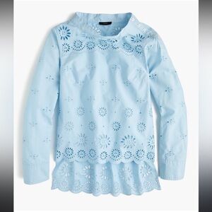 J Crew Eyelet FUNNELNECK Shirt